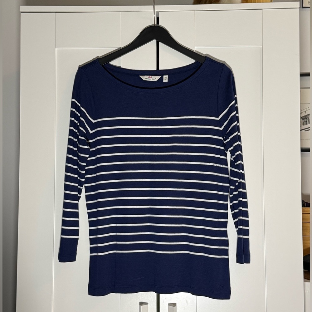 Vineyard Vines Navy and White Striped Top